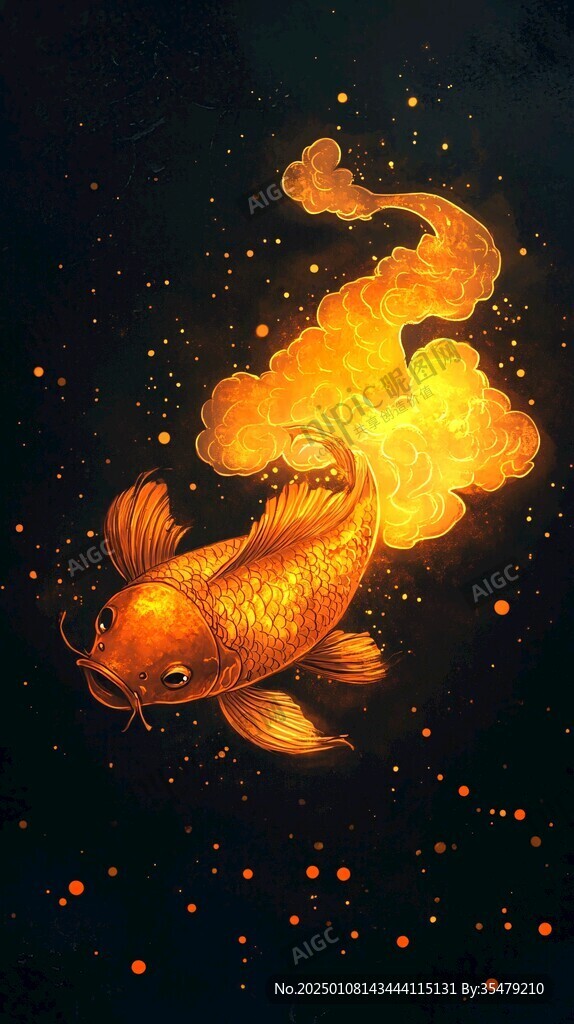 禪意招財(cái)鯉魚插畫