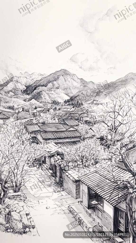 束河古鎮(zhèn)插畫