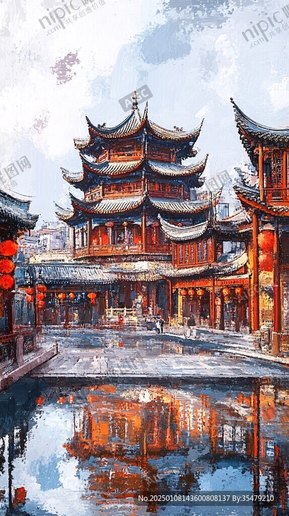 束河古鎮(zhèn)插畫
