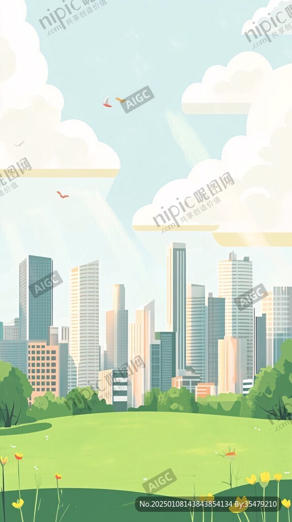 藍天白云綠化城市
