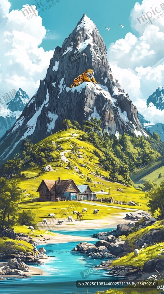插畫圖山插畫
