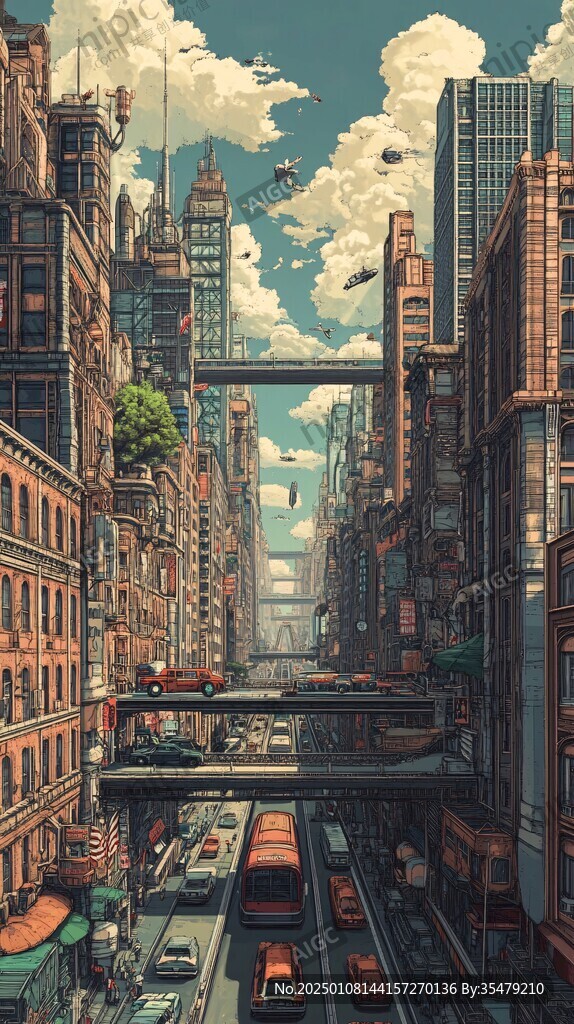 插畫城市風(fēng)光