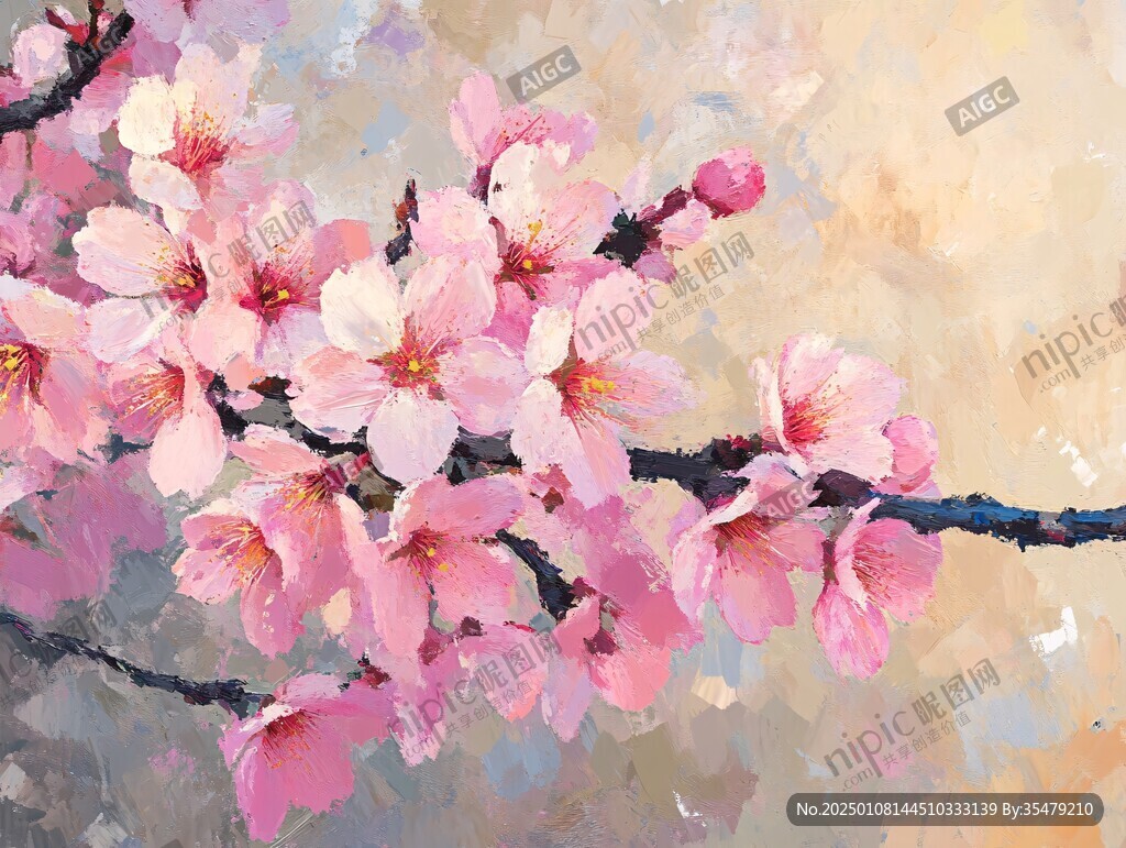 油畫桃花