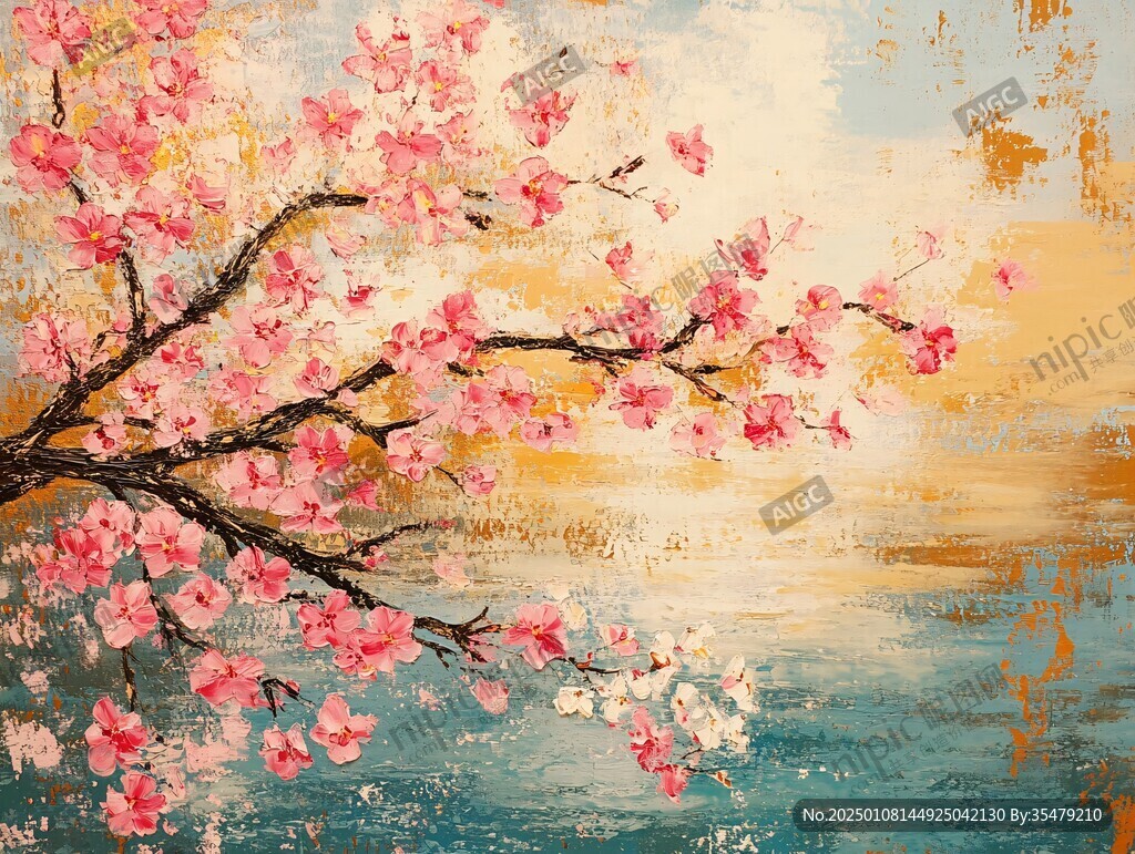 油畫桃花