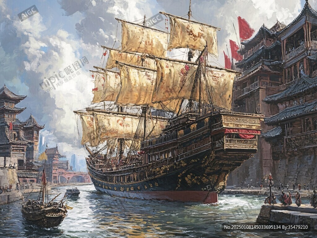 古代航海貿(mào)易場(chǎng)景
