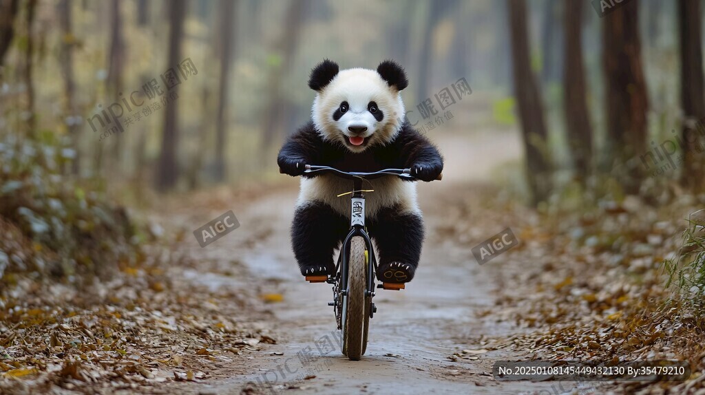 騎自行車熊貓
