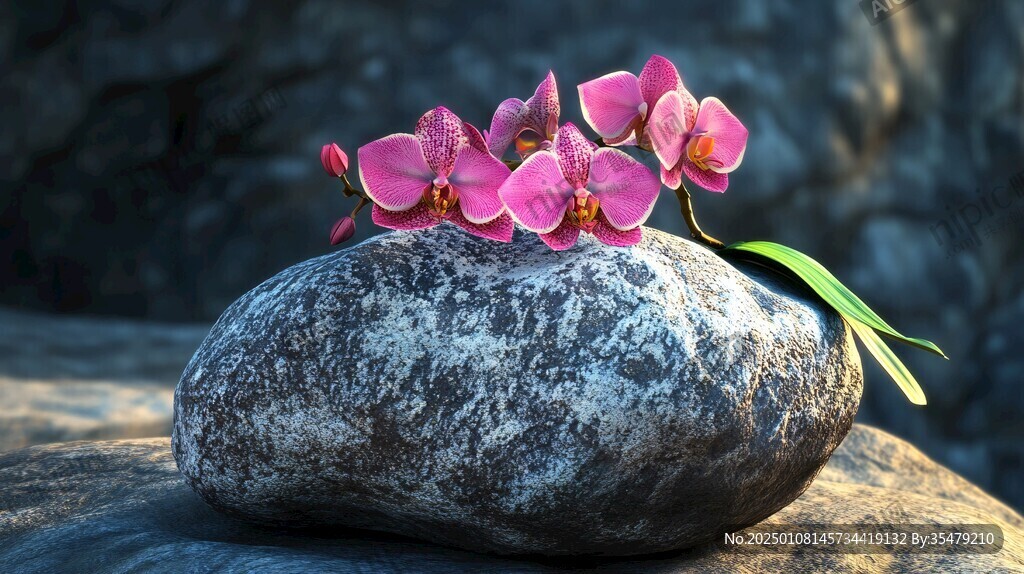 蘭花加石頭
