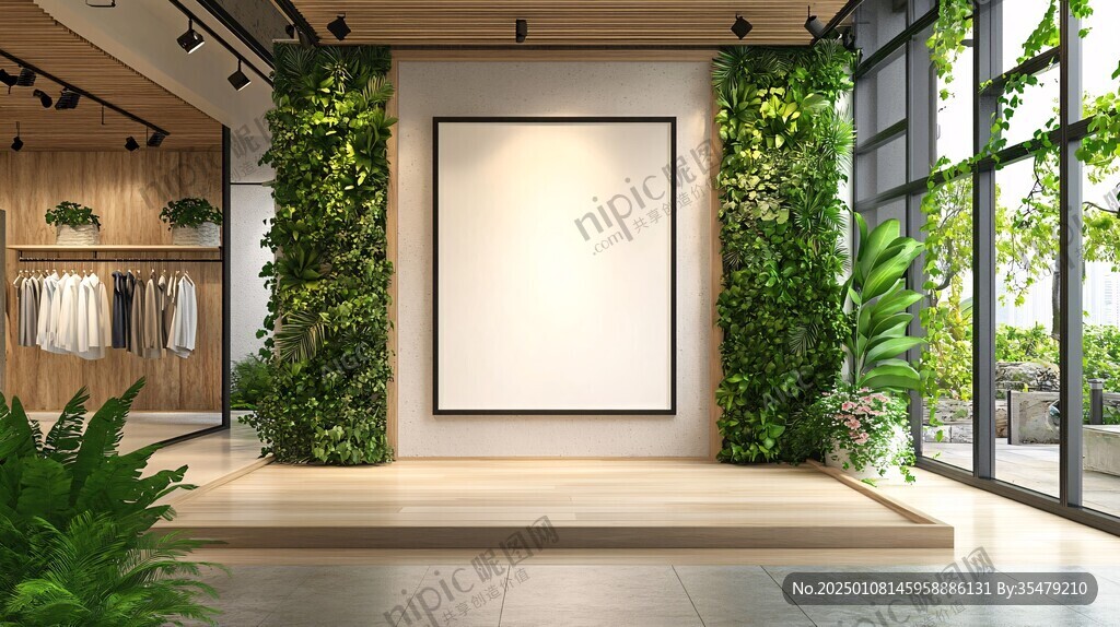 服裝店綠植背景墻