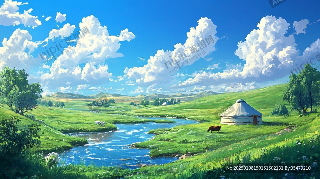 內(nèi)蒙草原插畫