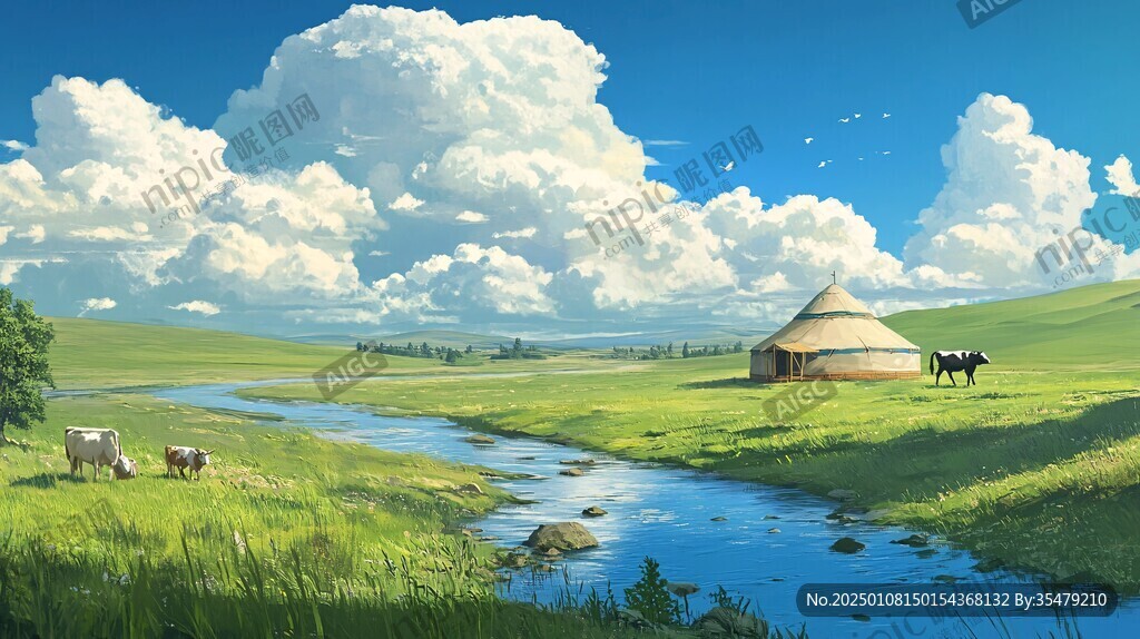 內(nèi)蒙草原插畫
