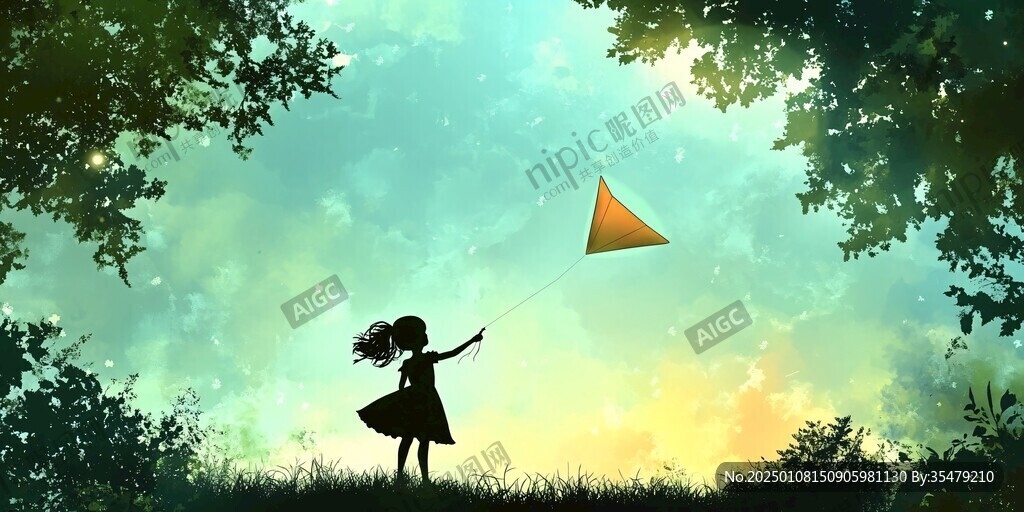 放風箏的小女孩兒