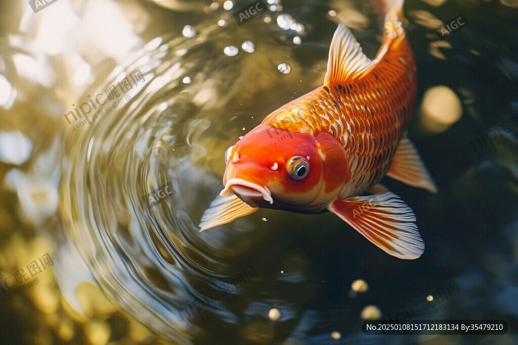 金魚(yú)覓食特寫(xiě)