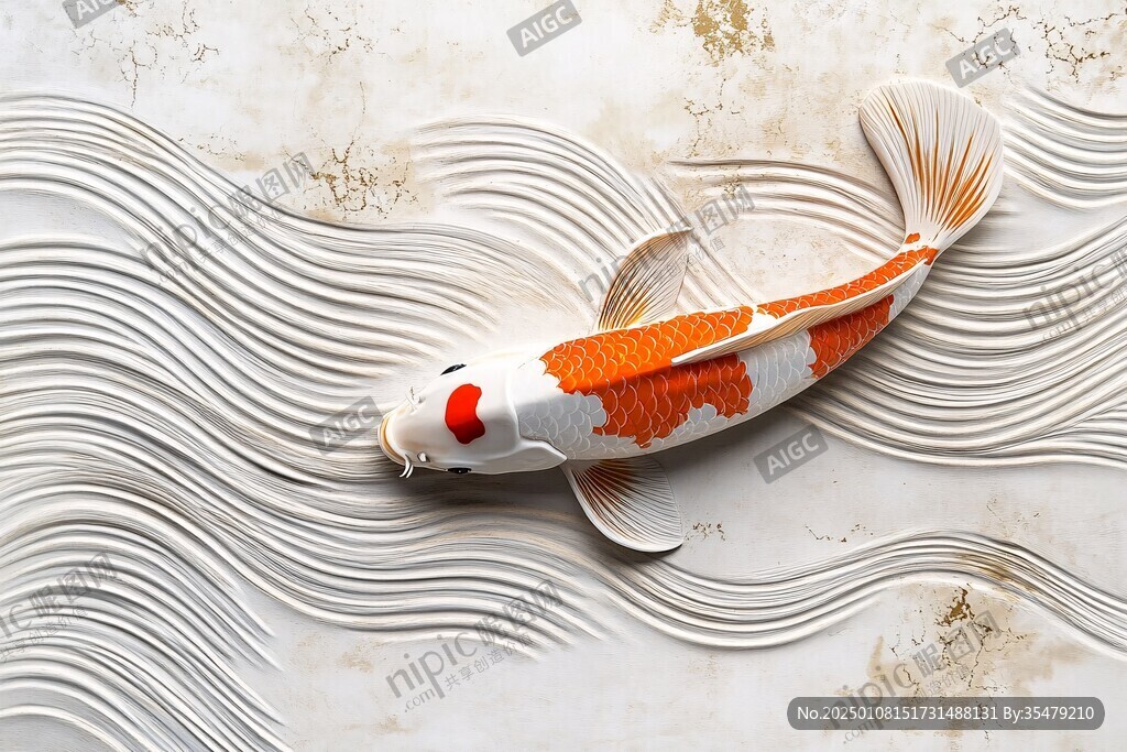 3d浮雕金魚鯉魚
