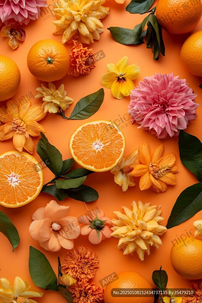 花卉橘黃色