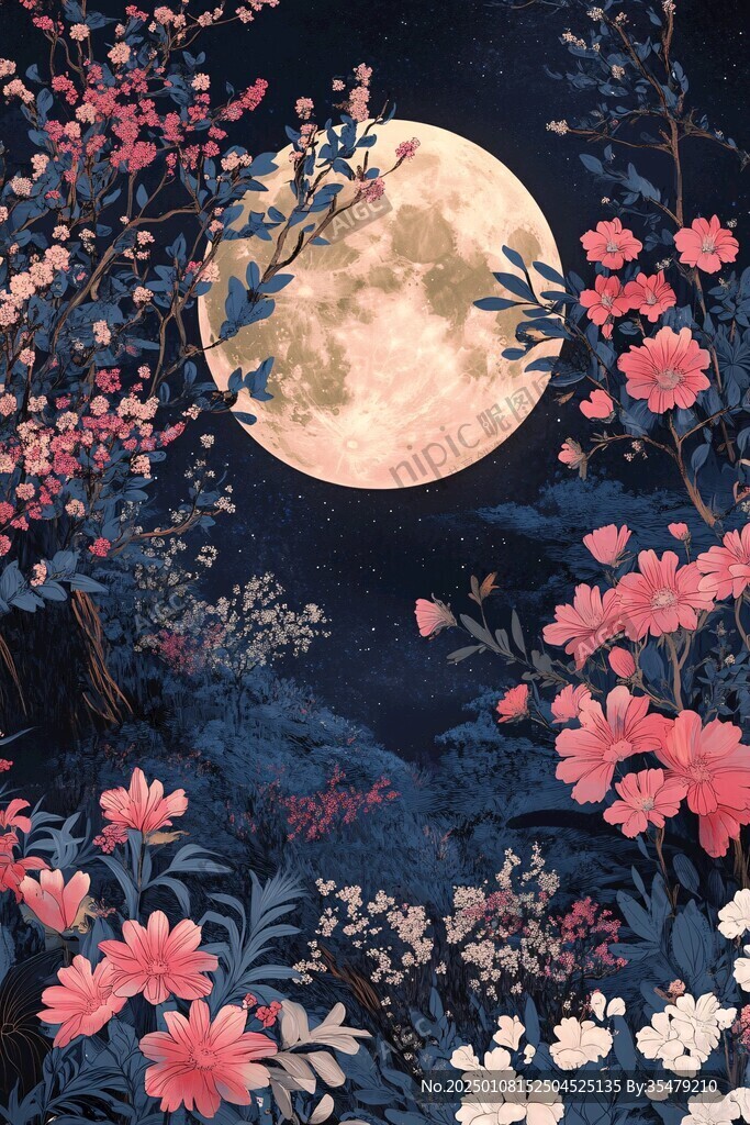 花好月圓包裝插畫