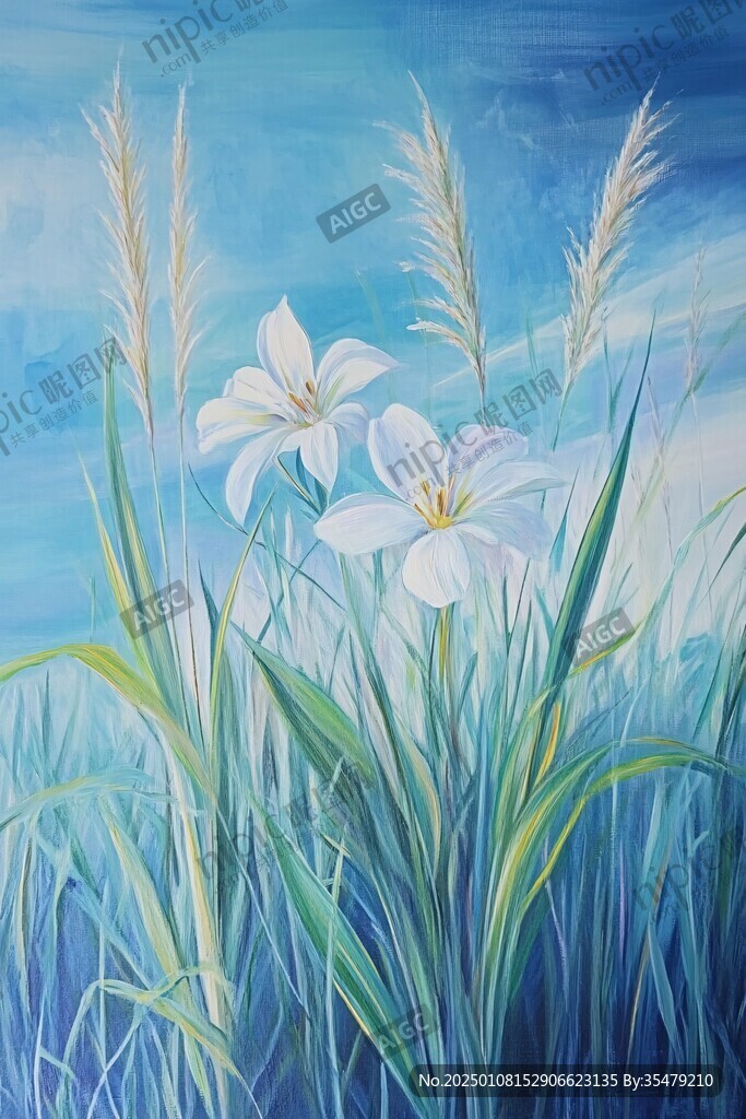 蘭草油畫