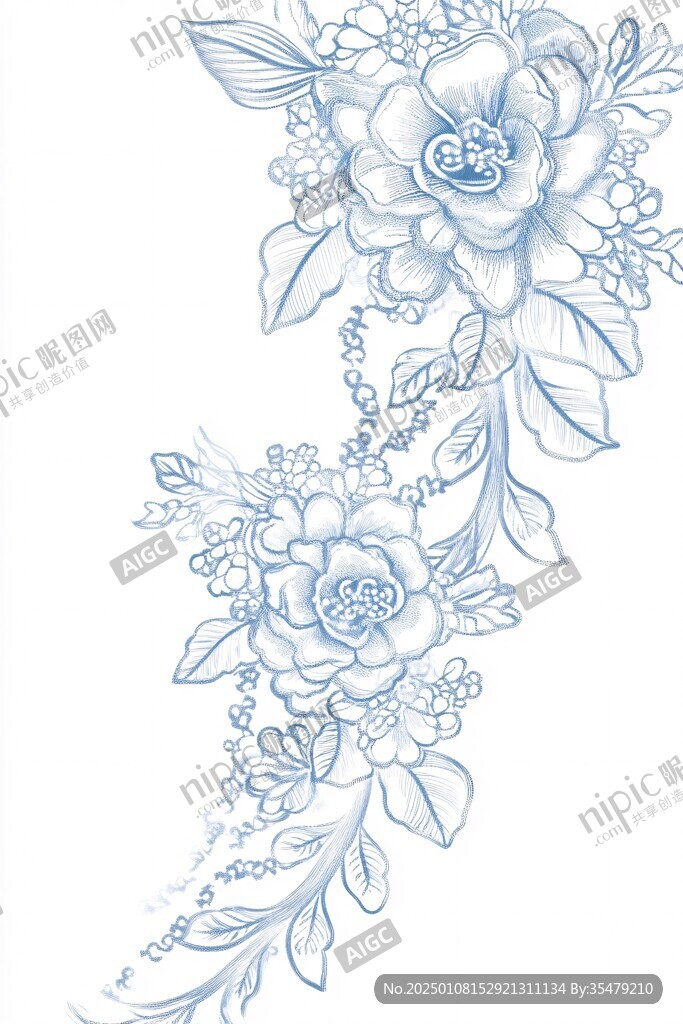 牡丹花線條