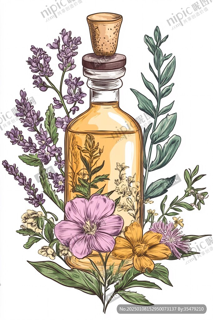 精油手繪插畫