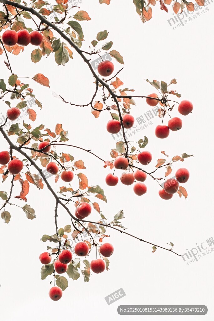 仰拍紅色果實(shí)秋實(shí)