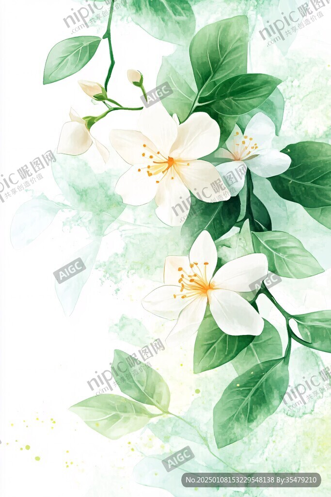 插畫茉莉花