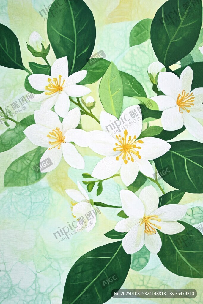 插畫茉莉花