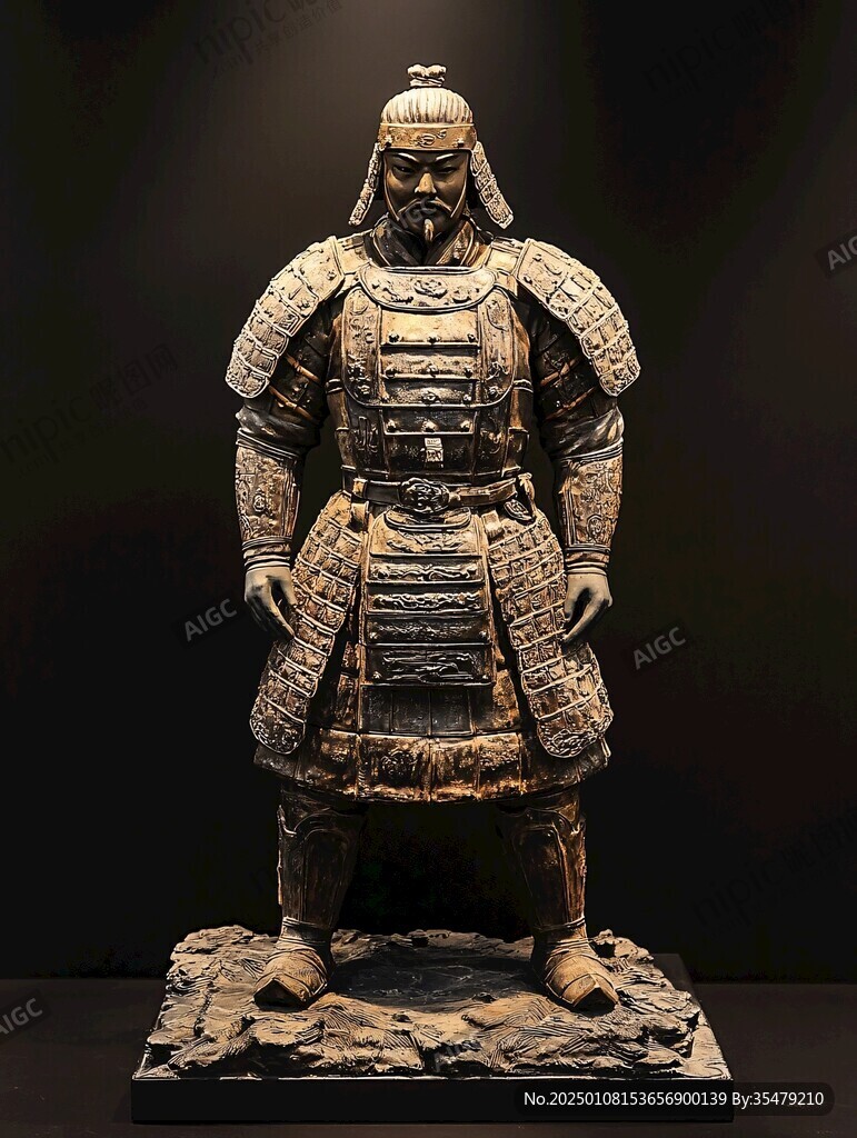 貼金彩繪鎧甲武士俑