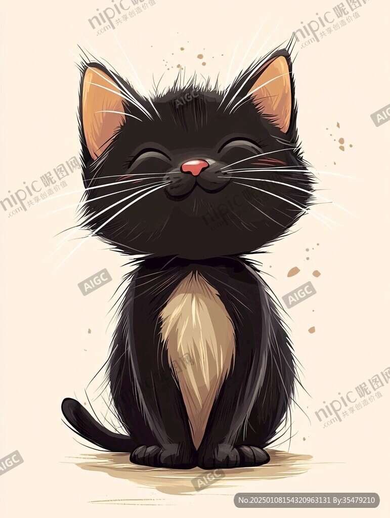 小黑貓插畫