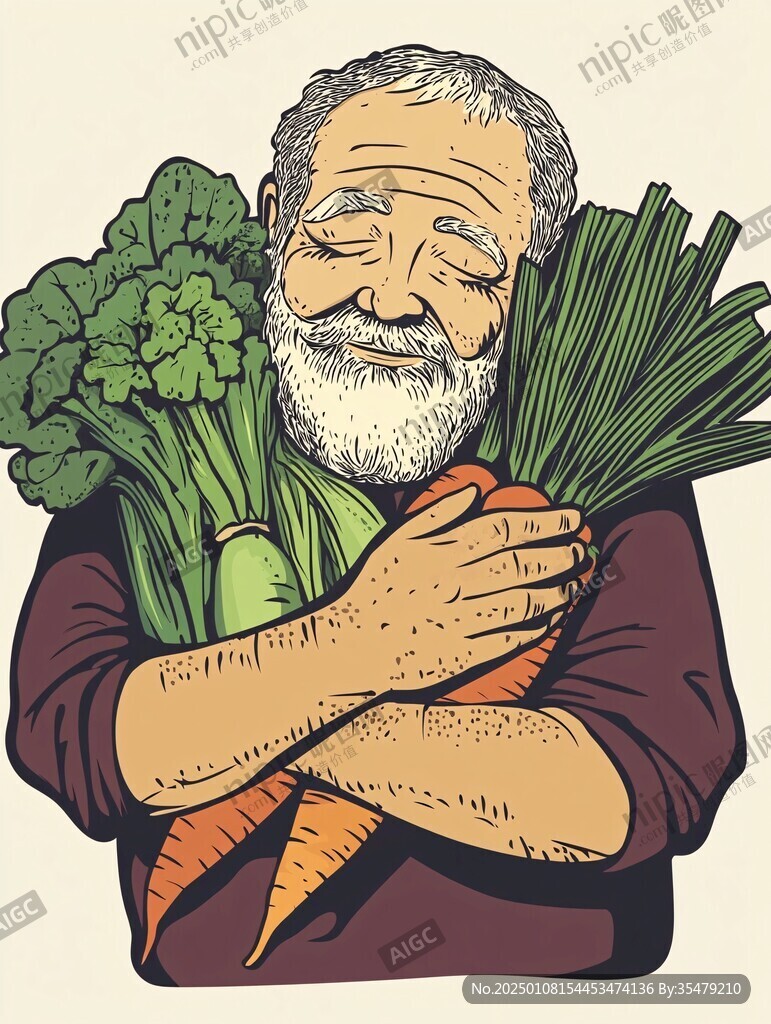 歐美賣菜人物手繪