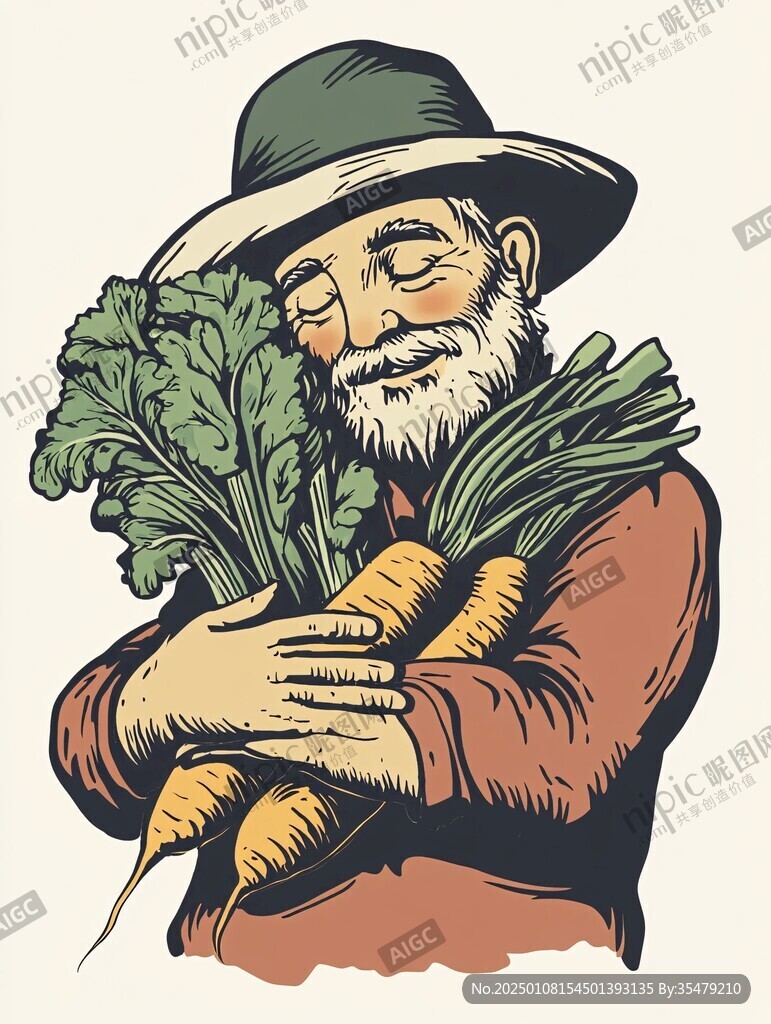 歐美賣菜人物手繪
