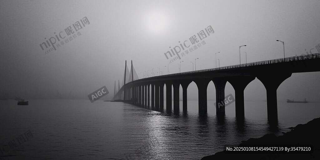 水墨舟岱大橋