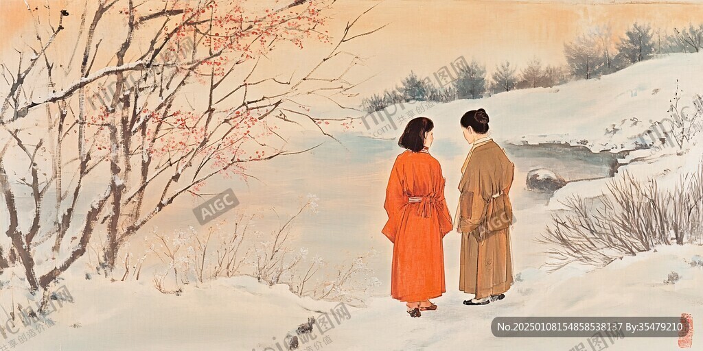 仕女賞雪圖