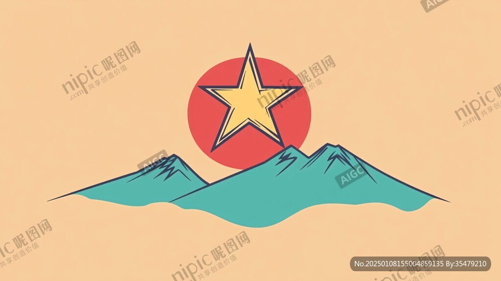 山脈插畫logo