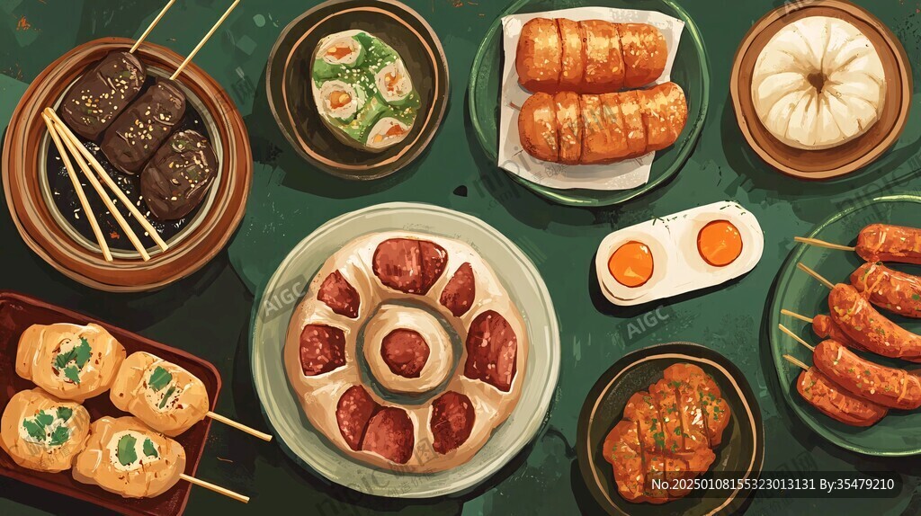插畫烤腸