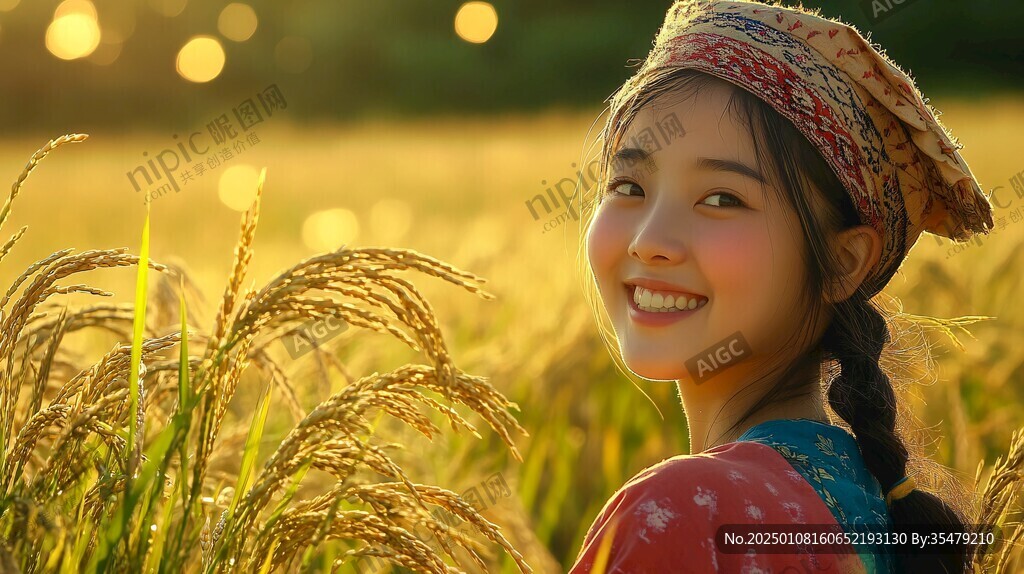 稻田與少女