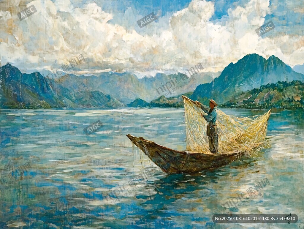 蒼山洱海全景油畫