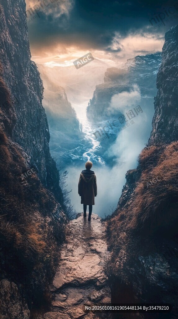 站在懸崖邊上男人背影