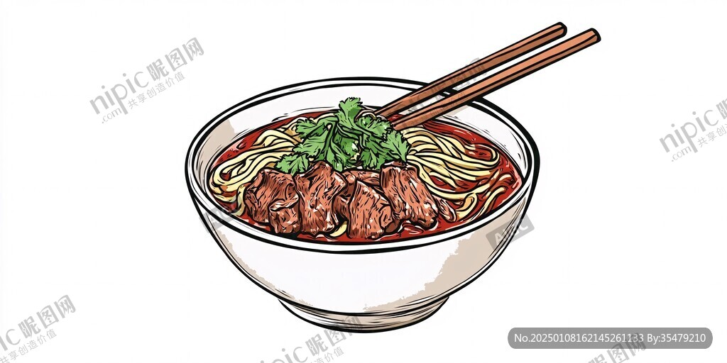紅燒牛肉面插畫