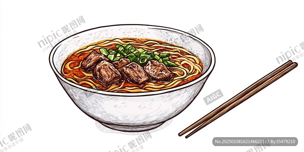 紅燒牛肉面插畫