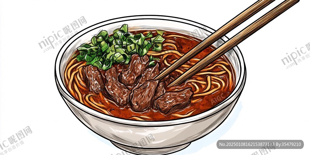 牛肉面插畫