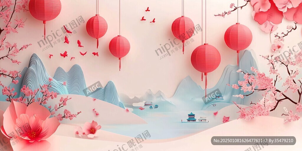 剪紙風(fēng)背景
