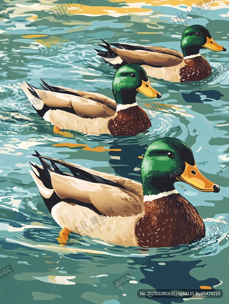 青頭鴨插畫