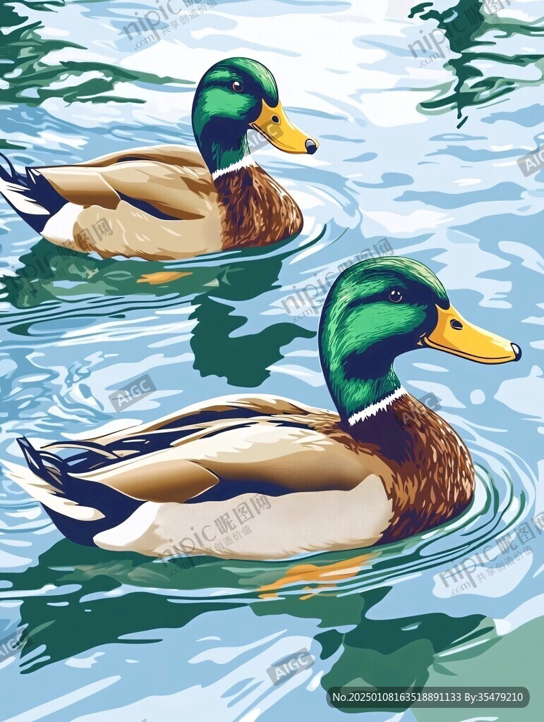 青頭鴨插畫