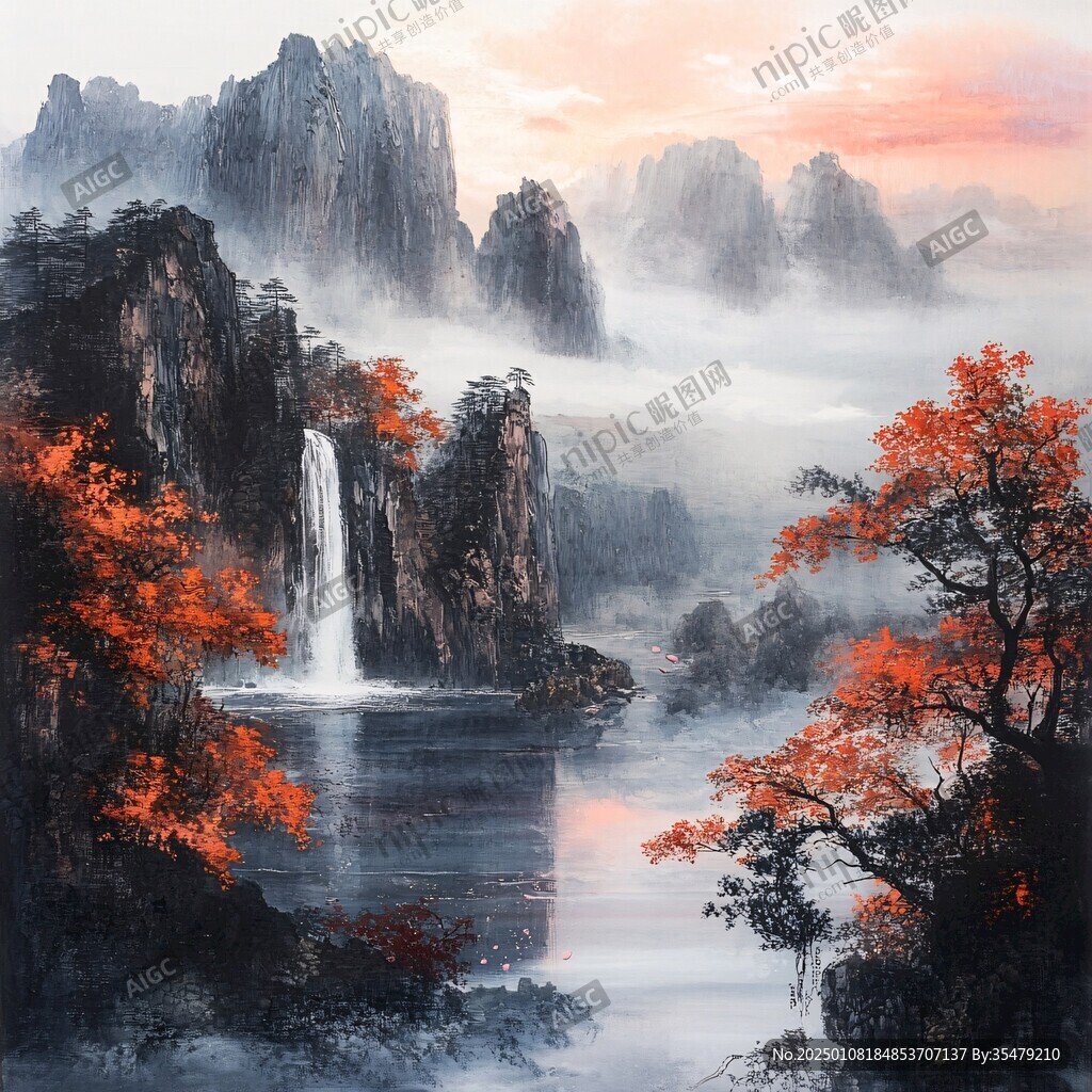 油畫中式山水