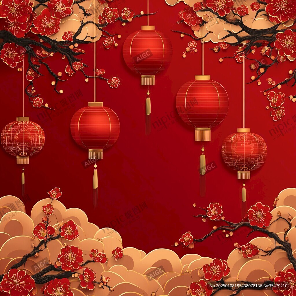 燈籠梅花背景圖