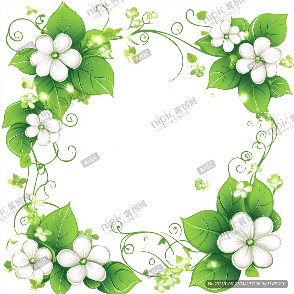 綠色邊框花紋
