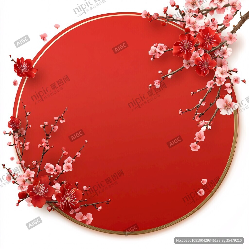 紅色梅花邊框紋理