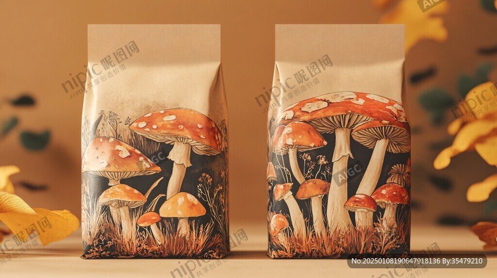 蘑菇包裝插畫