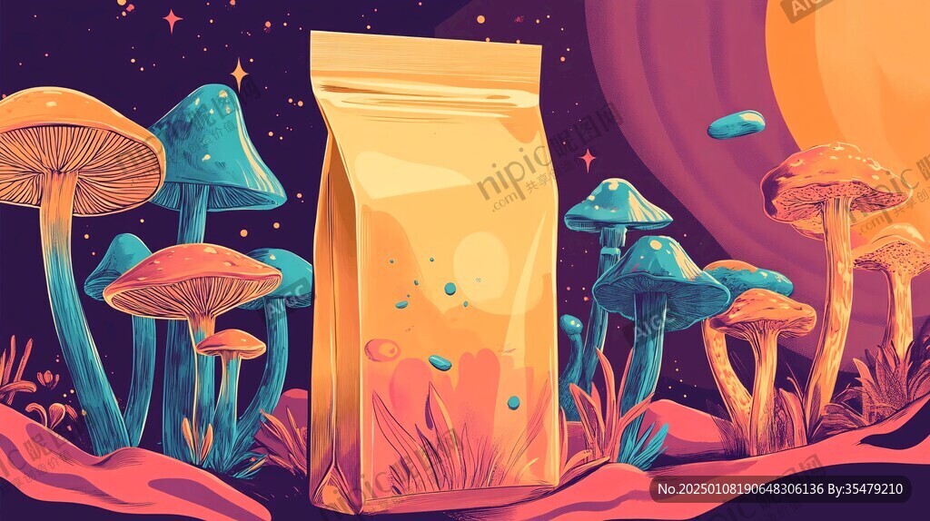 菌菇包裝插畫