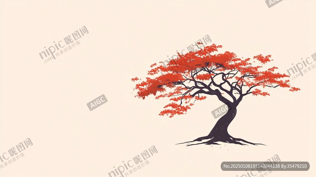 紅葉樹插畫