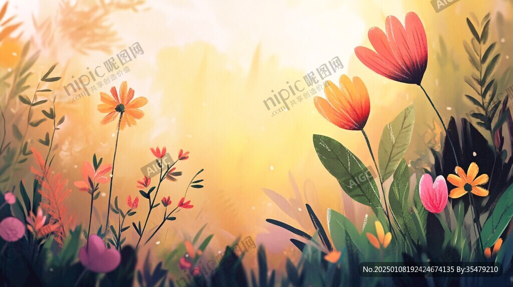 花叢插畫